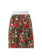 Matchesfashion.com Dolce & Gabbana - Geranium Print Cotton Poplin Skirt - Womens - Red Multi