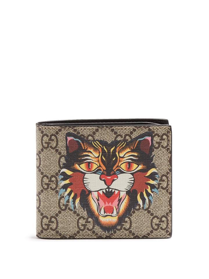 Gucci Gg Supreme Angry Cat-print Leather Wallet