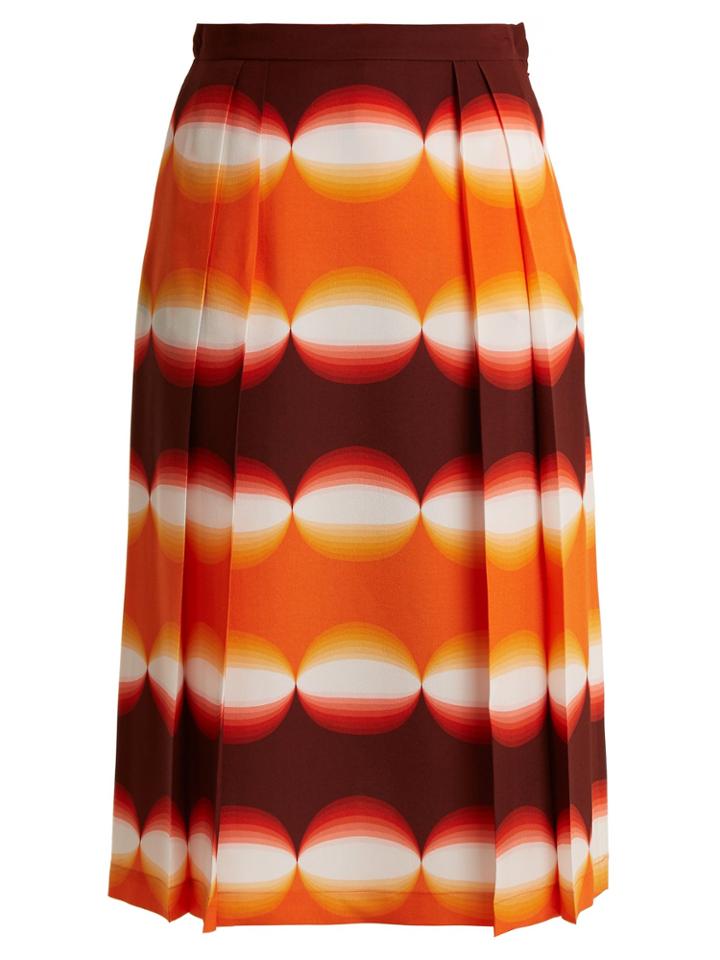 Marco De Vincenzo Graphic-print Pleated Silk Skirt