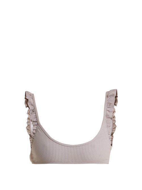 Matchesfashion.com Made By Dawn - Petal Scoop Neck Bikini Top - Womens - Light Grey