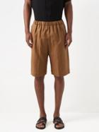 Albus Lumen - Elasticated-waist Linen Shorts - Mens - Orange
