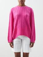 Allude - Cable-knit Cashmere Oversized Sweater - Womens - Bright Pink