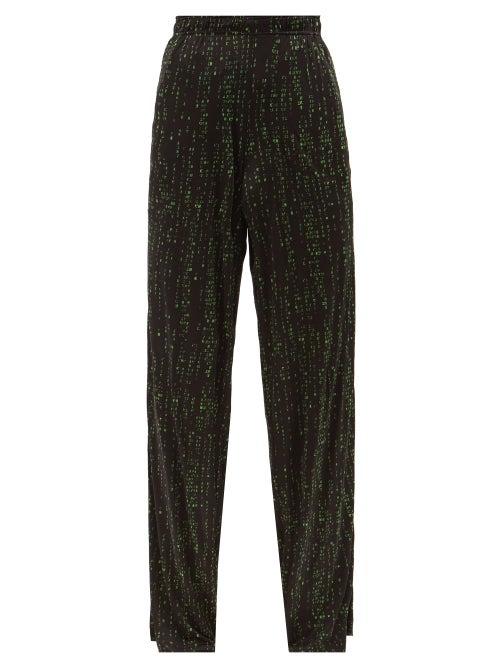 Vetements - Code-print Jersey Trousers - Mens - Black Green