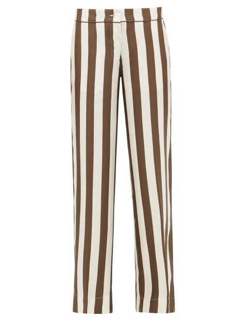 Matchesfashion.com F.r.s - For Restless Sleepers - Polibote Striped Silk Wide-leg Trousers - Womens - Brown Multi