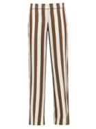 Matchesfashion.com F.r.s - For Restless Sleepers - Polibote Striped Silk Wide-leg Trousers - Womens - Brown Multi