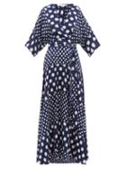 Matchesfashion.com Diane Von Furstenberg - Eloise Spot Print Wrap Silk Dress - Womens - Navy Multi