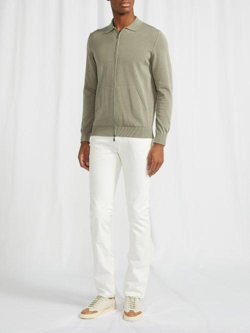 Thom Sweeney - Slant-pocket Zipped Sweater - Mens - Light Green