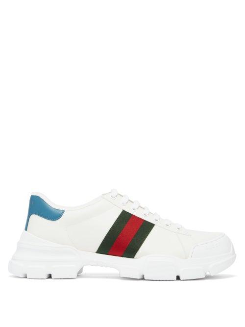 Matchesfashion.com Gucci - Nathane Web-stripe Leather Trainers - Mens - White