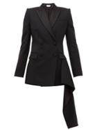 Matchesfashion.com Alexander Mcqueen - Double Breasted Waterfall Hem Wool Blend Jacket - Womens - Black