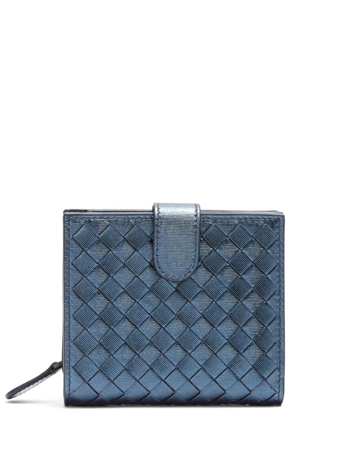 Bottega Veneta Intrecciato Foldover Leather Wallet