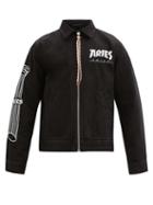 Matchesfashion.com Aries - Column-print Zip-up Cotton Shirt Jacket - Mens - Black