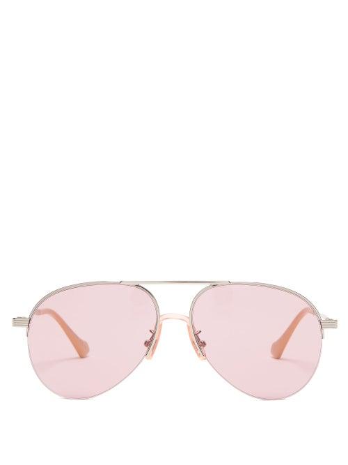 Matchesfashion.com Gucci - Aviator Metal Sunglasses - Womens - Pink Silver