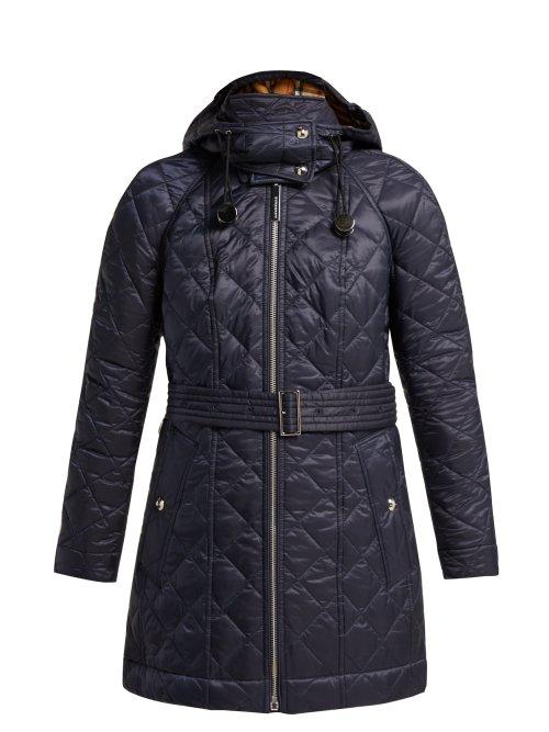 Matchesfashion.com Burberry - Baughton Diamond Quilted Hooded Jacket - Womens - Dark Blue