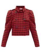 Matchesfashion.com Redvalentino - Cropped Double-breasted Houndstooth Jacket - Womens - Black Red
