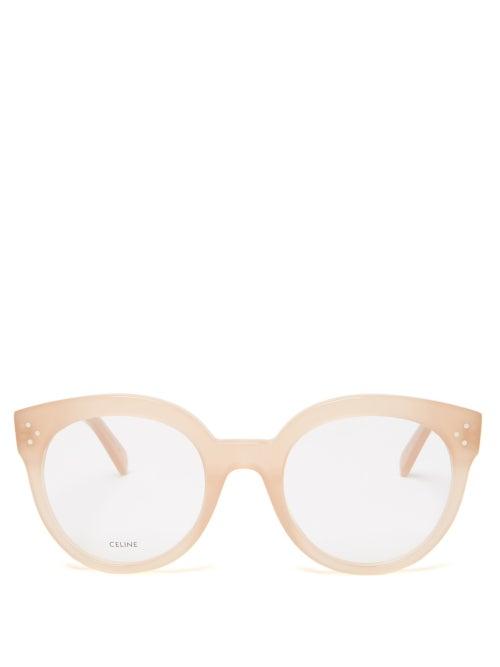 Celine Eyewear - Cat-eye Acetate And Metal Glasses - Womens - Light Pink