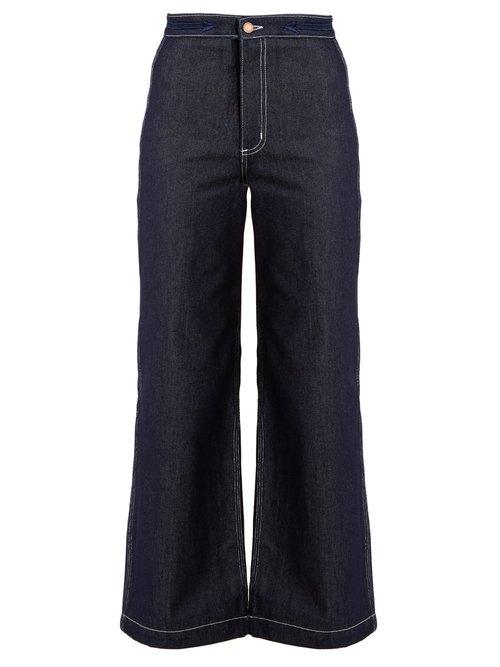 Matchesfashion.com Bliss And Mischief - Arrow High Waist Wide Leg Jeans - Womens - Indigo