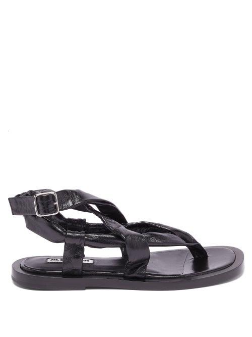 Ladies Shoes Jil Sander - Crossover-strap Leather Sandals - Womens - Black