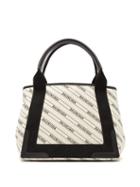 Matchesfashion.com Balenciaga - Navy Cabas Logo Print Tote Bag - Womens - Black Cream