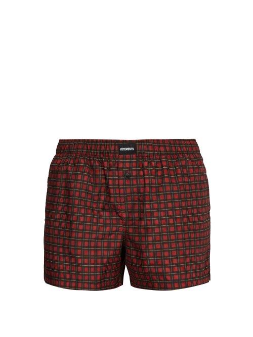 Matchesfashion.com Vetements - Checked Swim Shorts - Mens - Red