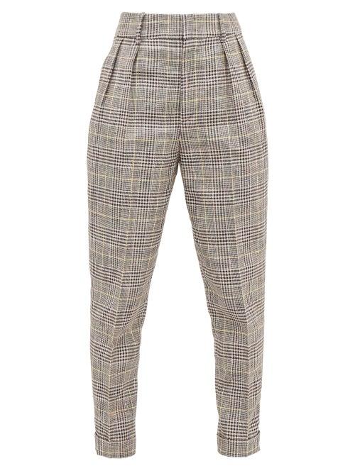 Matchesfashion.com Isabel Marant - Ceyo Checked Slim-fit Trousers - Womens - Grey