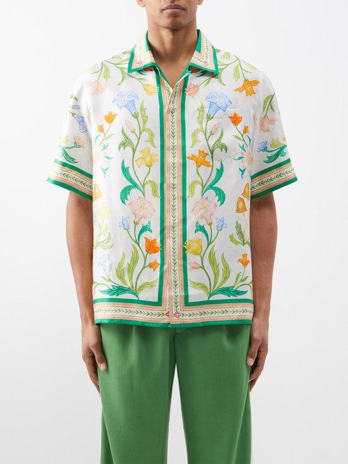 Casablanca - L'arche Fleure Silk Cuban-collar Shirt - Mens - Multi