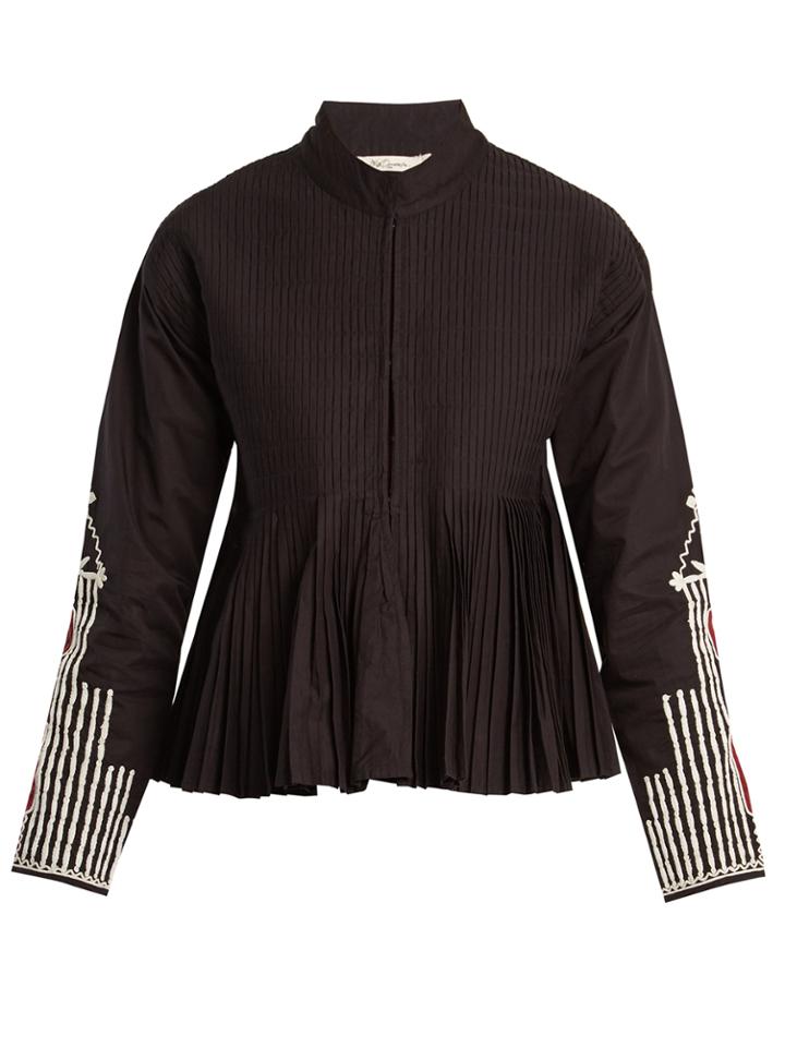 Mes Demoiselles Artemis Stand-collar Embroidered Pleated Jacket