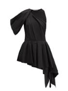 Matchesfashion.com Alexander Mcqueen - Peplum Bodice-overlay Cotton Top - Womens - Black
