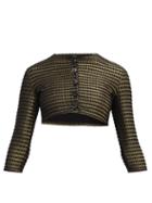 Matchesfashion.com Lisa Marie Fernandez - Cropped Lam Cloqu Cover Up Cardigan - Womens - Black Gold