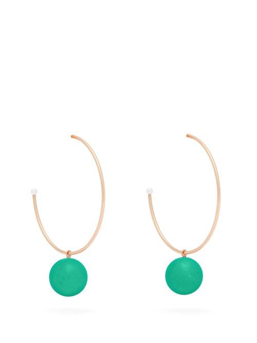 Matchesfashion.com Irene Neuwirth - Gumball Chrysoprase & 18kt Gold Hoop Earrings - Womens - Green