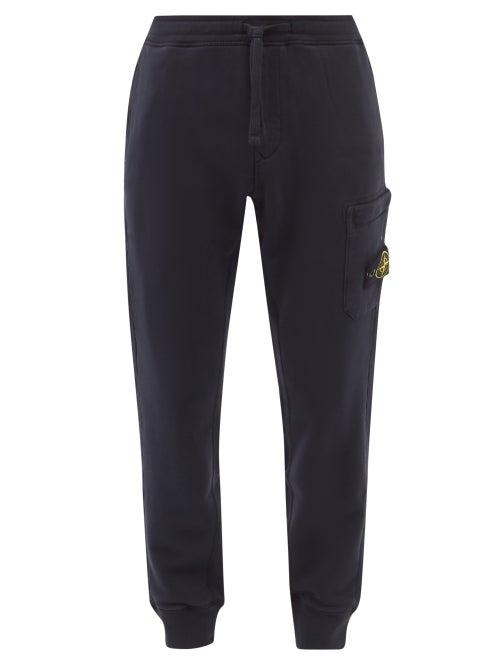 Stone Island - Logo-patch Garment-dyed Cotton-jersey Track Pants - Mens - Navy