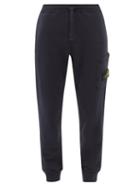 Stone Island - Logo-patch Garment-dyed Cotton-jersey Track Pants - Mens - Navy