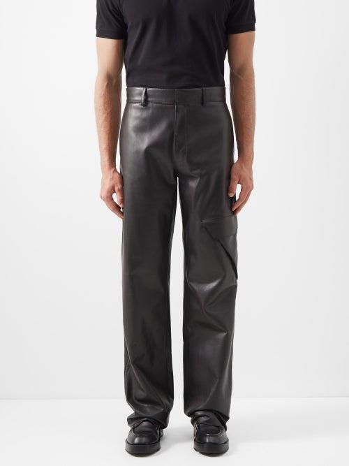 1017 Alyx 9sm - Flap-pocket Leather Trousers - Mens - Black