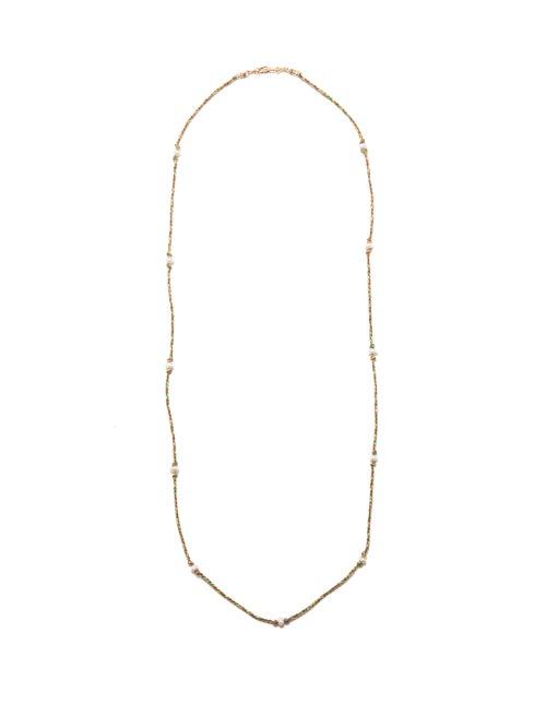 Marie Lichtenberg - Mauli Pearl & 9kt Gold Necklace - Mens - Green Multi