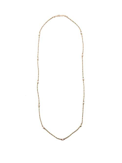 Marie Lichtenberg - Mauli Pearl & 9kt Gold Necklace - Mens - Green Multi