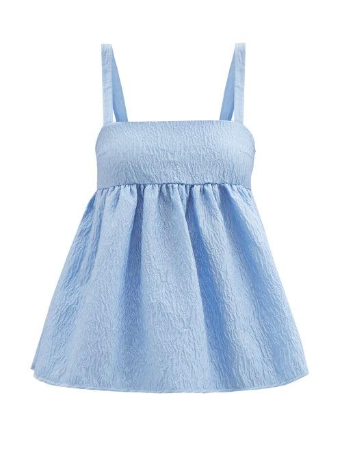 Cecilie Bahnsen - Josie Tiered Matelass Top - Womens - Blue