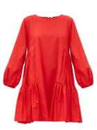 Matchesfashion.com Merlette - Byward Balloon-sleeve Cotton-poplin Dress - Womens - Red