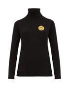Matchesfashion.com Bella Freud - Happy Roll Neck Cashmere Blend Sweater - Womens - Black Yellow