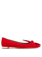 Matchesfashion.com Aquazzura - Bowtie Suede Ballet Flats - Womens - Red