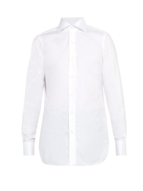 Matchesfashion.com Finamore 1925 - Spread Collar Cotton Twill Shirt - Mens - White