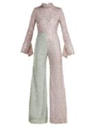 Matchesfashion.com Halpern - Flared Sequin Jumpsuit - Womens - Pink Multi