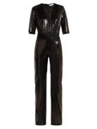 Matchesfashion.com Galvan - Galaxy Sequined Wide Leg Jumpsuit - Womens - Black