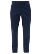 Matchesfashion.com Caruso - Wool-blend Twill Slim-leg Trousers - Mens - Navy