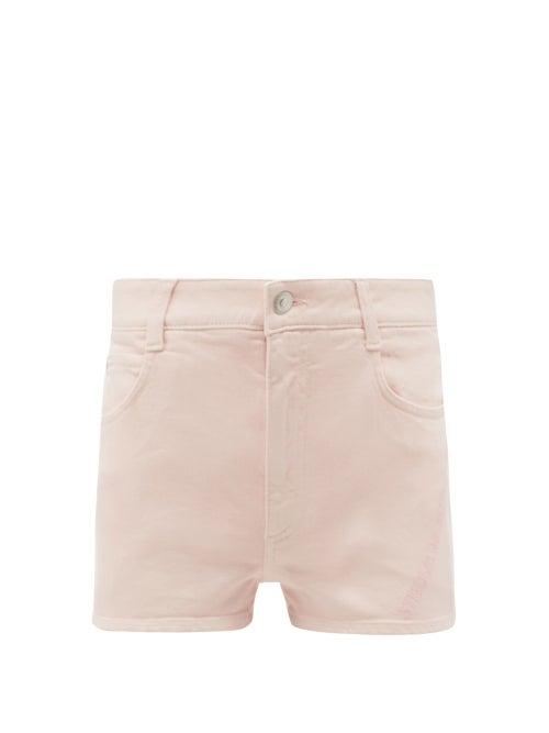 Matchesfashion.com Stella Mccartney - Logo-embroidered Organic Cotton-blend Denim Shorts - Womens - Pink