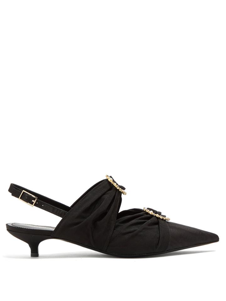 Erdem Chelsea Embellished Moire Slingback Pumps