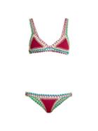 Matchesfashion.com Kiini - Coco Crochet Trimmed Triangle Bikini - Womens - Pink Multi