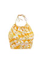 Emilio Pucci - Printed Halterneck Cotton-blend Crop Top - Womens - Orange Print