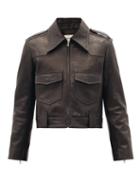 Matchesfashion.com Khaite - Corey Cropped Leather Jacket - Womens - Black