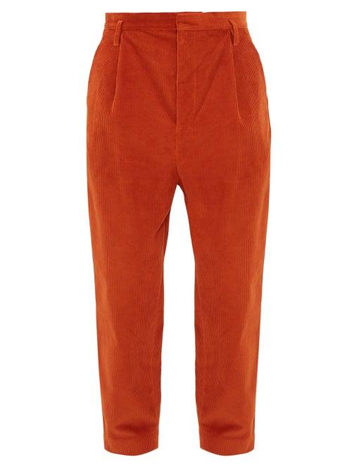 Matchesfashion.com Raey - Exaggerated Tapered Leg Corduroy Trousers - Mens - Dark Orange