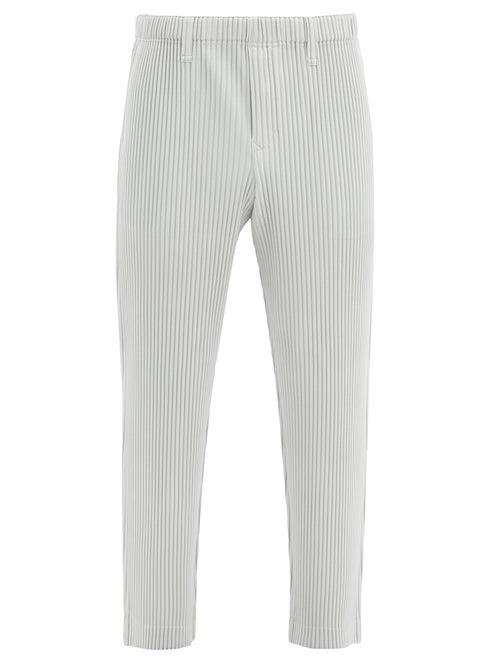 Matchesfashion.com Homme Pliss Issey Miyake - Straight-leg Pleated-jersey Trousers - Mens - Light Grey