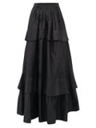 Matchesfashion.com Etro - Breton Tiered Silk-taffeta Midi Skirt - Womens - Black